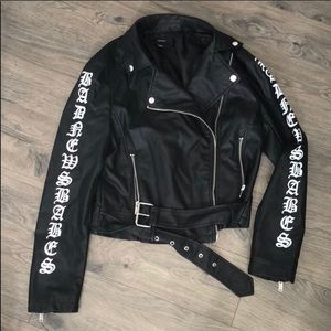 Leather motto jacket